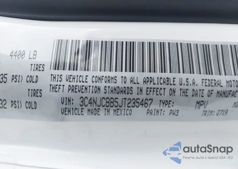 2018 Jeep Compass Latitude Fwd z USA, uszkodzony, nr VIN 3C4NJCBB5JT235467